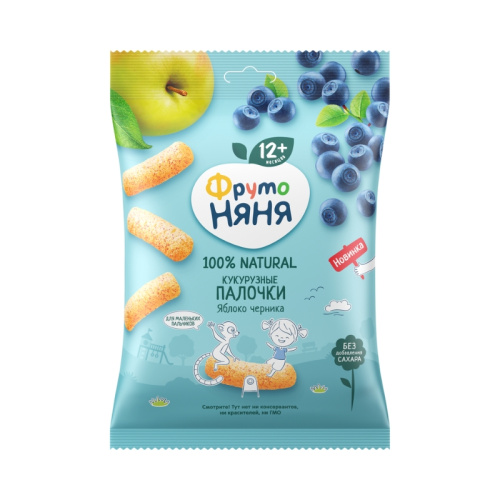 Фруто Няня Палочки кукурузные с яблоком и черникой 20гр