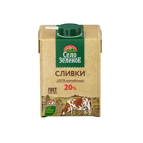 Сливки Зеленое Село 20% 500гр