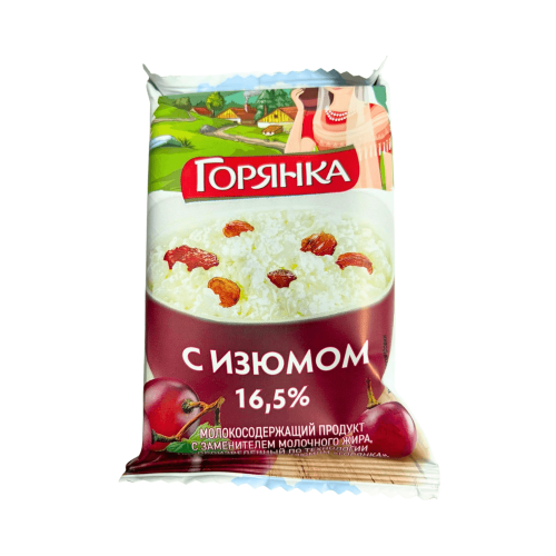 Масса творожная Горянка с изюмом 16,5% 180гр
