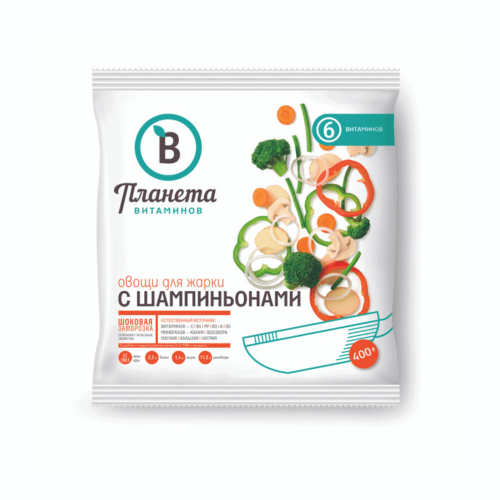 Овощи для жарки с шампиньонами. Планета Витаминов 400г (1)