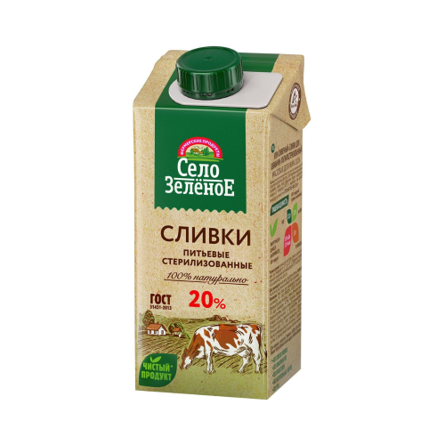 Сливки Зеленое Село 20% 200гр