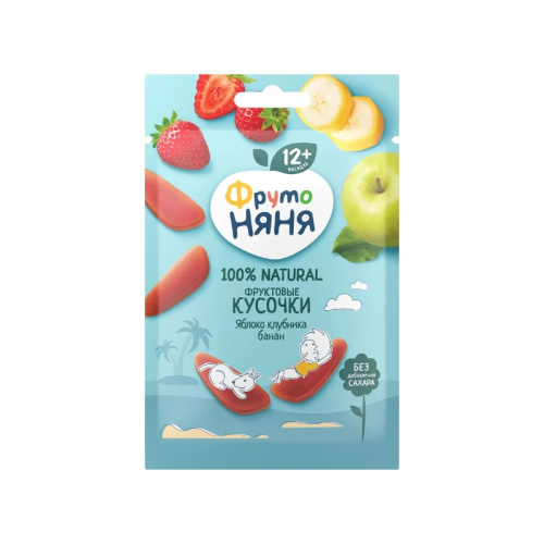 Фруто Няня Фруктовые кусочки яблоко-клубника-банан