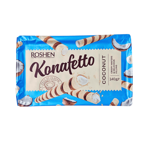 Вафельные трубочки Konafetto с кокосовой начинкой 140гр