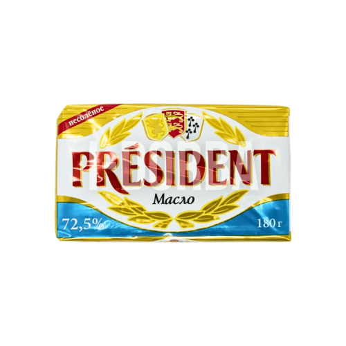 Масло кислосливочное несоленое President 72,5