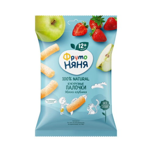 Фруто Няня Палочки кукурузные яблоко и клубника 20 гр
